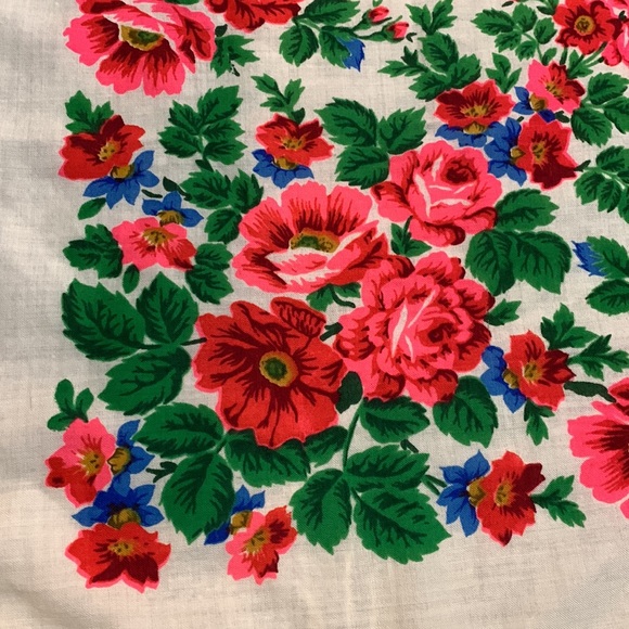 💙💛 Vintage Ukrainian Wool Scarf Khustka Floral 1980s 💙💛 - Picture 4 of 8